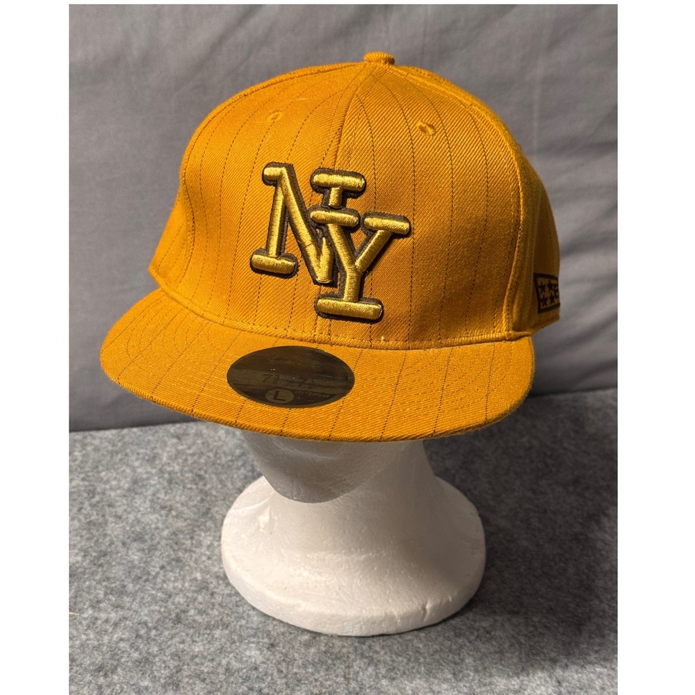NY New York Yankees Fitted Baseball‎ Hat/Cap Brown Gold Pinstripe L 7.5 Epoch